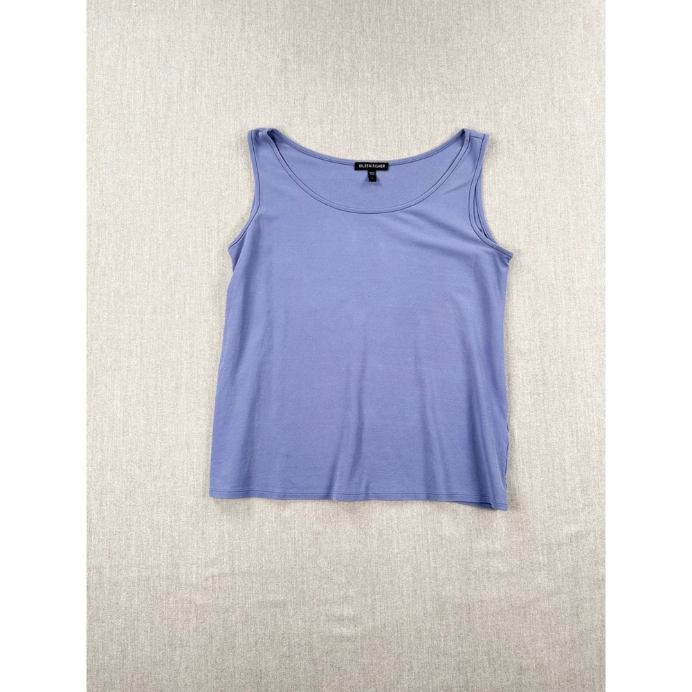 Eileen Fisher 100% Silk‎ Jersey Scoop Neck Tank Top Blue S